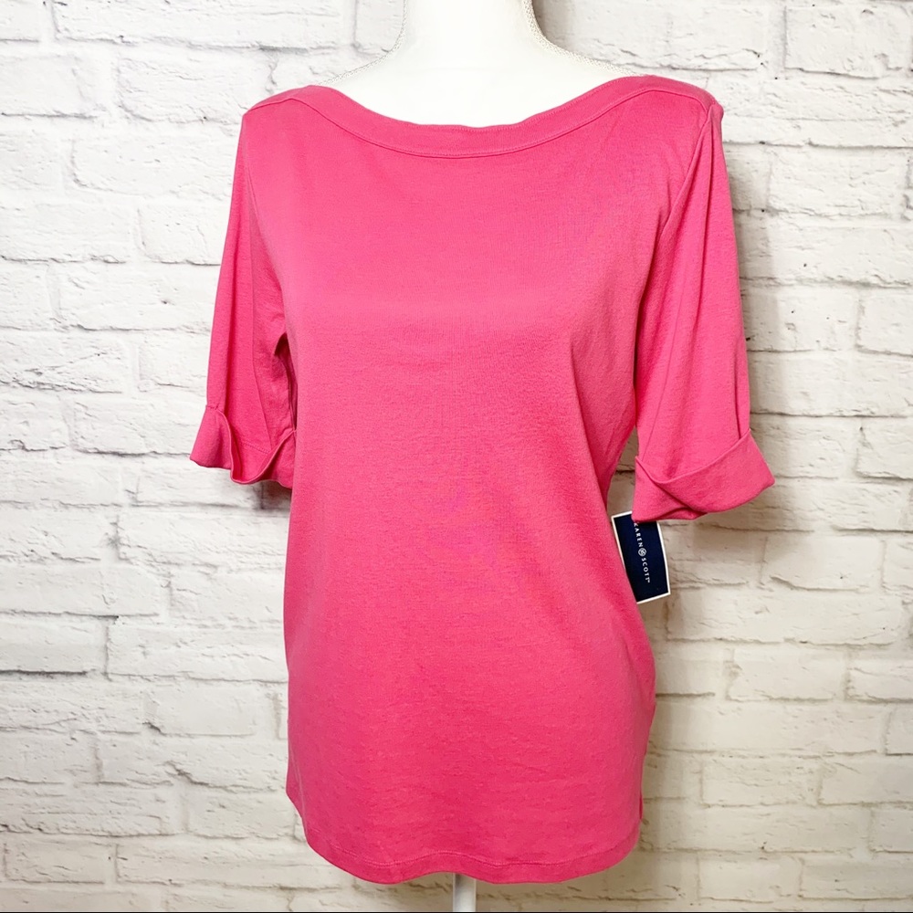 🌻 NWT Womens Karen Scott boatneck elbow sleeve t